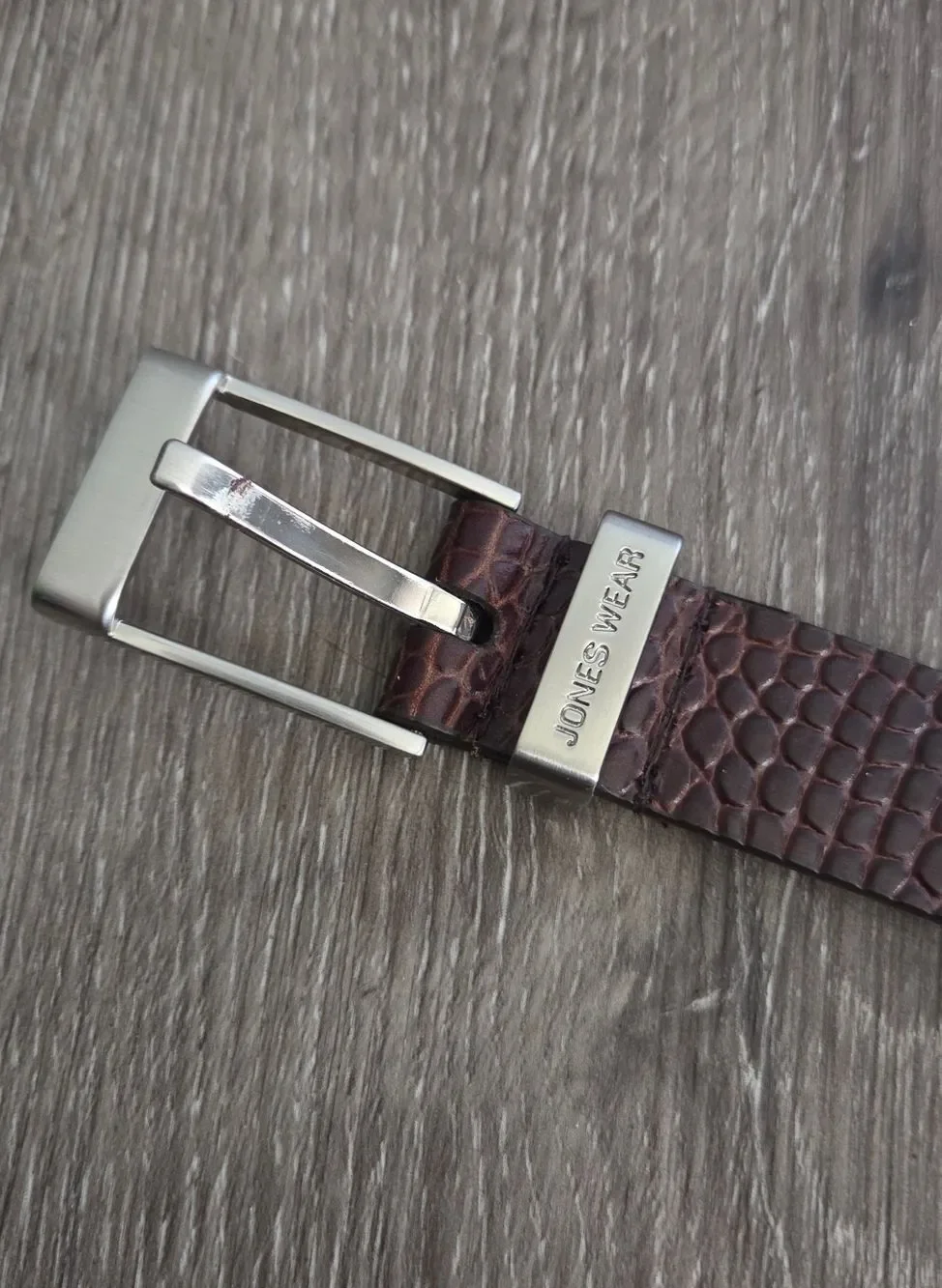 Jones Wear Brown Croc-Embossed Leather Belt - Small